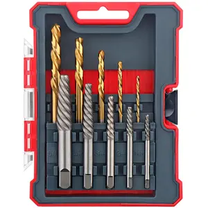 10 count Screw Extractors & HSS Drill Bit Set. Easy Out, Left Hand Spiral Flute Removers for Broken, Damaged and Stripped Screws, Studs and
