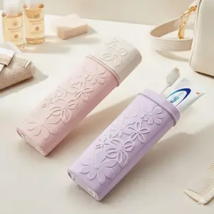 Travel Toothbrush Cup Holder Case, Portable Anti-Mildew Waterproof Bathroom Toothpaste and Brush Organizer, Compact Dental Kit Storage Box for Home & On-The-Go.