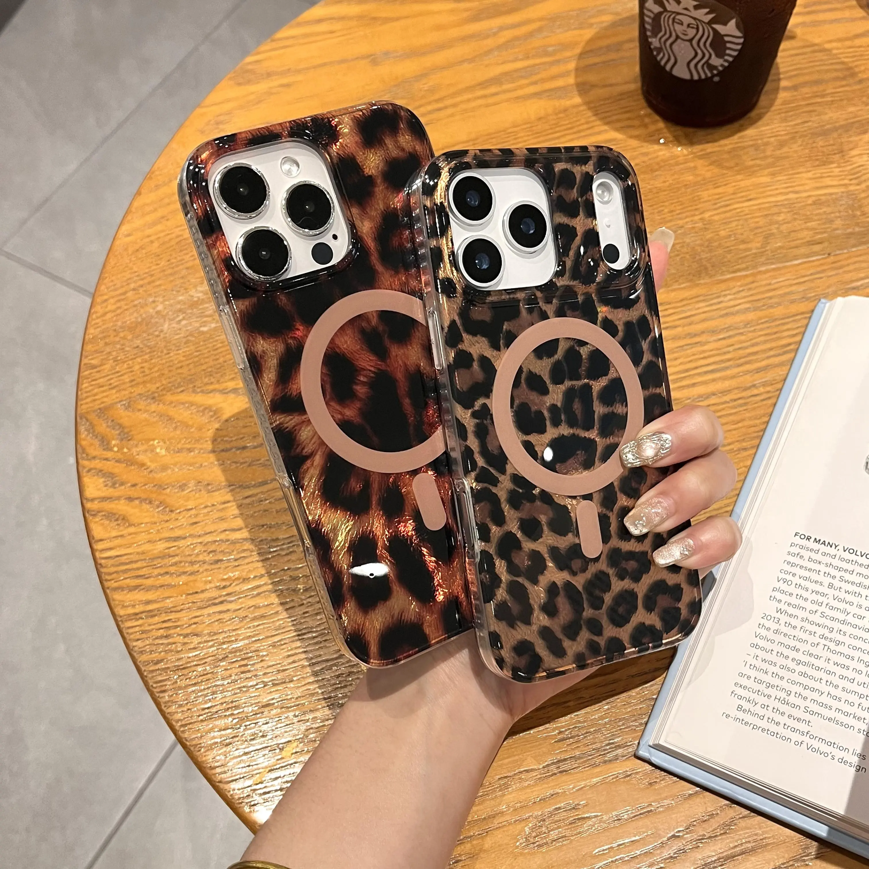 Leopard Cheetah Animal Print Phone Case Compatible with iPhone 17 Pro Max/16 Pro 15 14 Plus 13,Magnetic Wireless Charging Cute Sparkle Glossy Silicone Shockproof Protective Cover