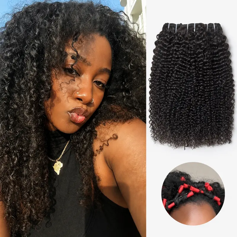 Wequeen Women's Kinky Curly Human Hair Bundles 4C-Friendly, 100% Authentic Human Hair, Natural Black 1B Color, Soft, 14-28 Inch Length, Budget Friendly with Free Perm Rods,sohochic