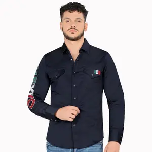 MONTERO Western Long Sleeve Shirt Snap Button MEXICO Embroidery MT0459 For Men