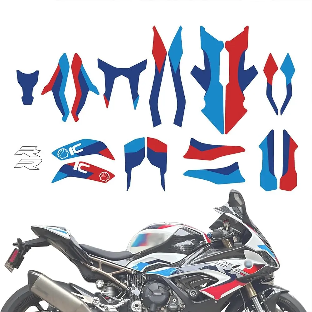 Colorful PVC Vinyl Motorcycle Decals Stickers for BMW S1000RR M1000RR 2019-2024 - Strong Adhesive, Easy to Apply, Non-Scratch, Sun-Protective, Water-Resistant, Temporary Full Car Modification Accessories