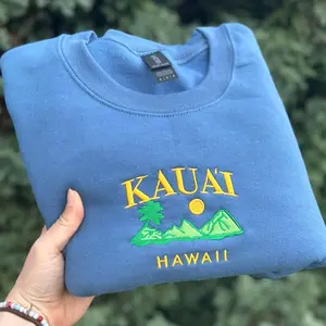 Vintage Embroidered Kauai Hawaii Sweatshirt, Aloha Sweater, Oversized Summer Unisex Island Sweatshirt, kaua'i shirt 0