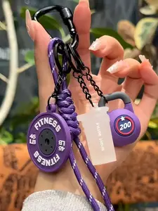 Personalized Sports Style Fitness Themed Kettle And Dumbbell Keychain, Fashionable Handmade Rope And Cup Keychain Pendant, Detachable And Self Matching, Suitable For Both Men And Women, Making It The Perfect Gift For Fitness Enthusiasts,Bag Charm Pendants