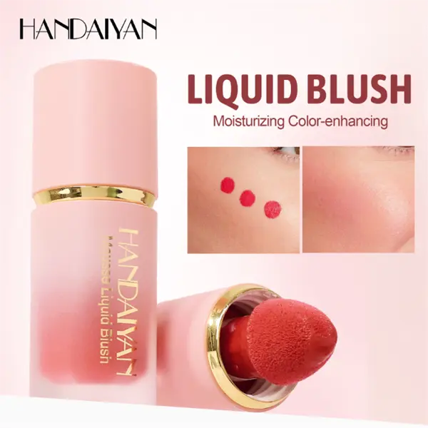 Liquid matte powder powder blusher, easy to be durable and natural, 6-color liquid powder blusher, facial makeup rouge, essential for travel, family and dating, light and easy to color rouge