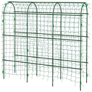 Metal Garden Trellis Arch Trellis for Climbing Plants Outdoor A-Frame with Climbing Net 17" x 72" x 72" Green Customizable Cucumber Support