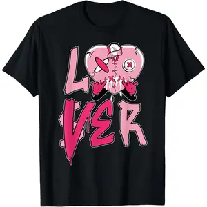 Cotton(pure) Pink Loser Lover Pink Drip Heart Matching Tee For Men Women T-Shirt