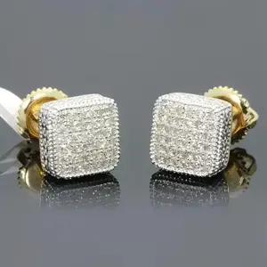 [Luxury Moissanite Earrings] 2pcs 4 Carat Moissanite Square Stud Earrings |   10mm S925 Sterling 925 Silver with Screw Back - Made for Wedding, Birthday, Anniversary, New Year Gift, Mother's Day Gift, Hip Hop accessories men earri
