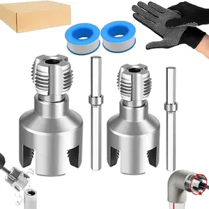 4 in 1 Pipe Wrench, 4 in 1 Pipe Threader Set, 1/2'' 3/4''Pipes Tapping and Threading Tool Fits All Threads,Opener Compatible (1/2"+3/4')