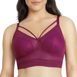 PARFAIT Mia Dot P6011 Womenswear Full Busted Sexy Lace and Dot Mesh Removable Lightly Foam Padding Longline Comfort Wire-free Bralette Bra Comfortable Fit