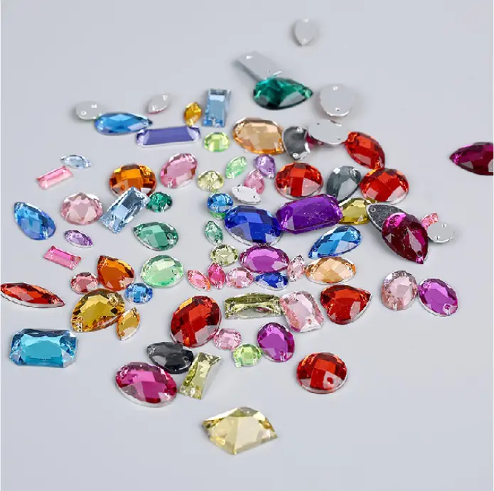 Mixed Color Flat Back Acrylic Rhinestone Gemstones Assortment - DIY Fashion & Costume Jewelry Craft Accessories for Clothing, Dresses, Shoes, Bags, Diy Crafts, Shimmer, Various Shapes, Multi-Colors, Shiny, Crafting