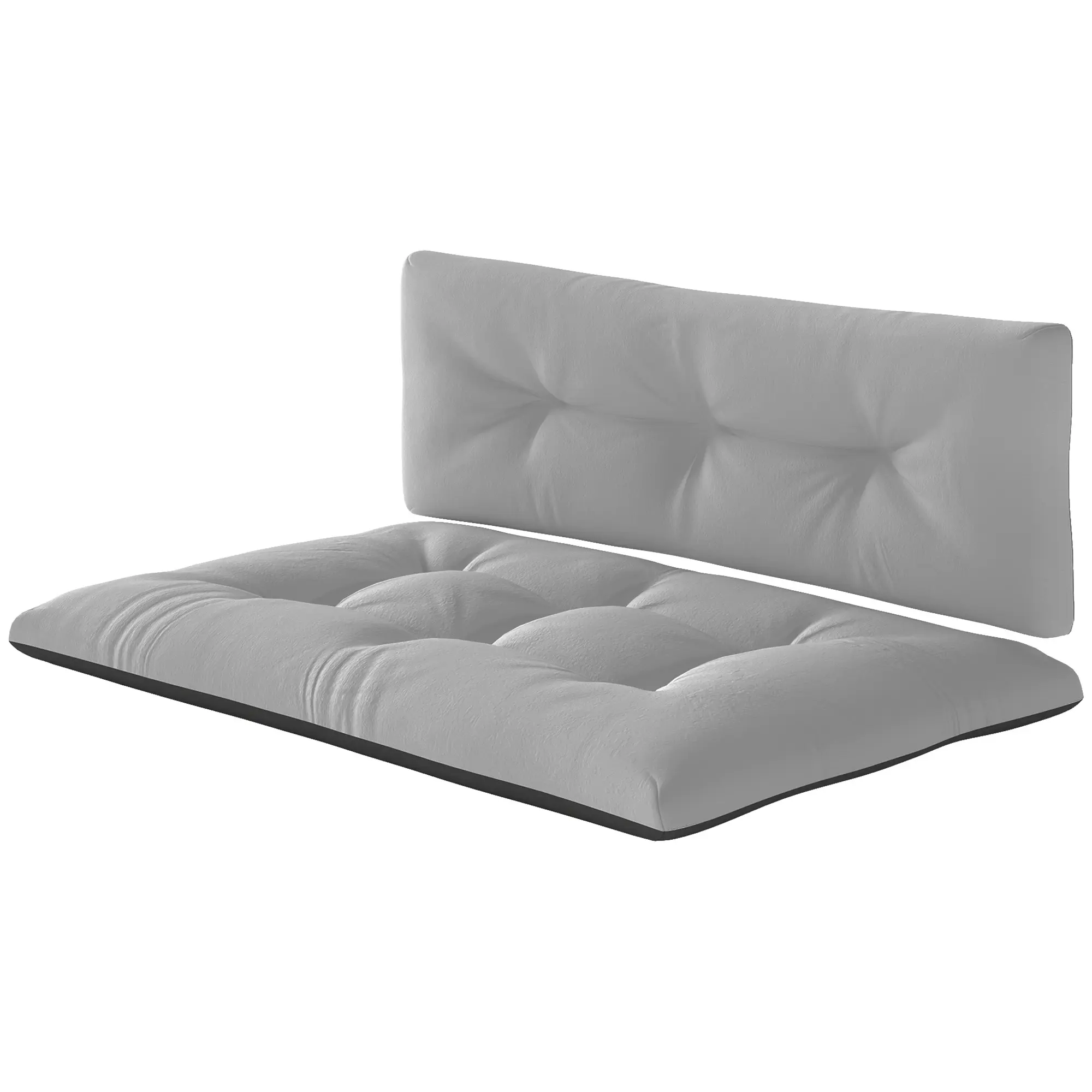 2 Seater Outdoor Pallet Cushion Set Light Gray 47x30 Inch Seat and 47x15 Inch Back 3.9 Inch Thick with Tufted Design for Patio Garden Furniture Replacement