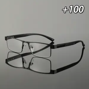 Men's Metal Frame Half-Rim Reading Glasses, Narrow Temple Wide Legs, Stylish Business Style, Ideal for Commuting and Daily Wear