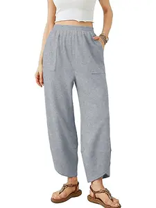 Women's High Waist Loose-Fitting Jogger Pants, Elastic Waistband with Pockets, Casual Long Sweatpants for Daily Wear & Home Use