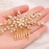 Flower Crystal Bride Wedding Hair Comb, Hair Accessories with Stone Bridal Side Comb Headpiece for Women