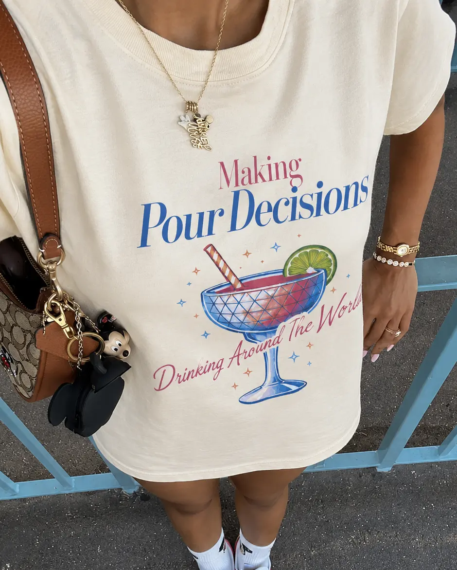 Making Pour Decisions Epcot Tee – Cocktail Drinking Around the World Checklist T‑Shirt