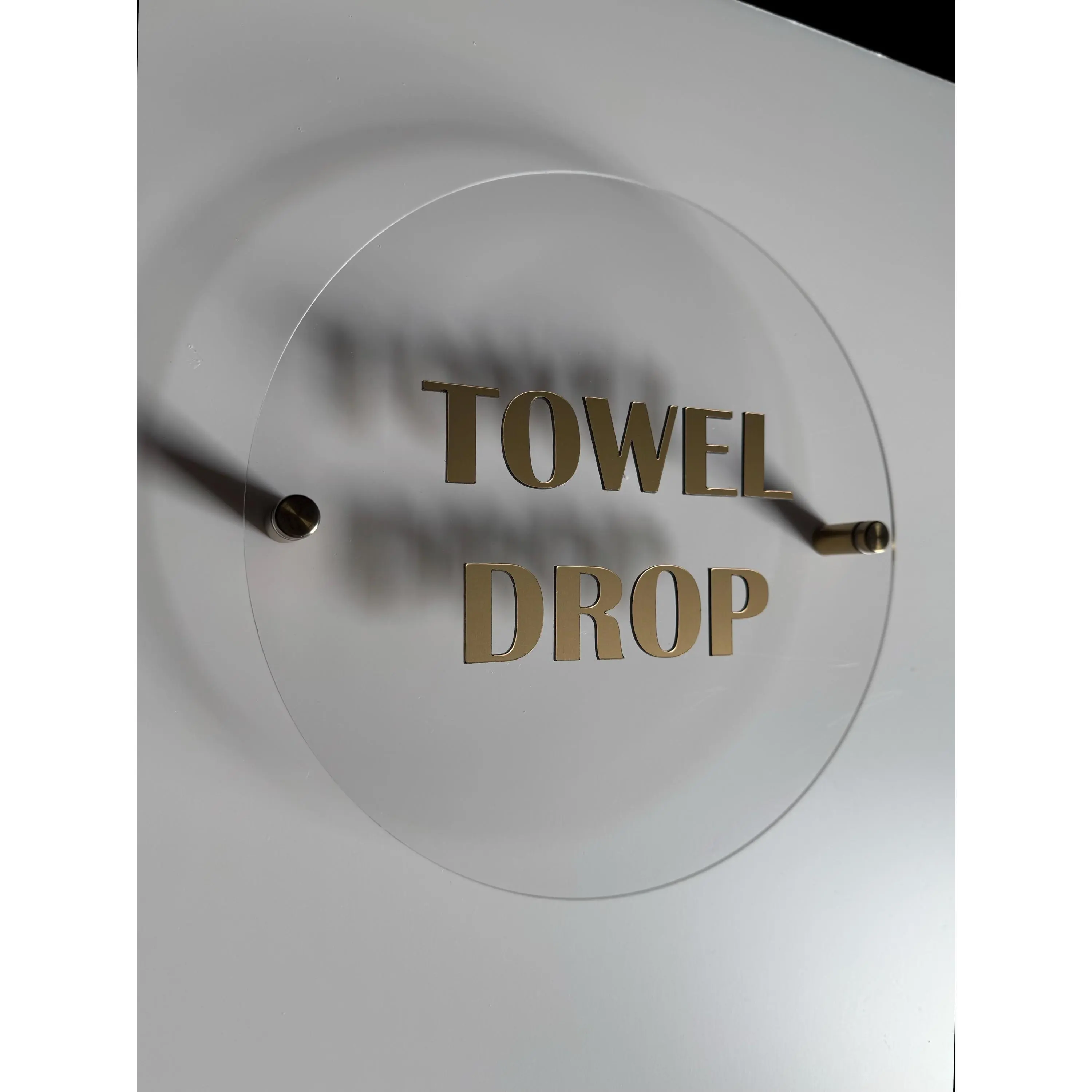 Custom Text Sign 9x9" | Clear Acrylic with Gold Acrylic and Gold Standoff Fixtures