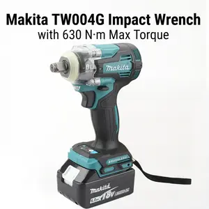 Makita TW004G 18V Cordless Brushless Impact Wrench, 630 N·m Max Torque, 1/2 Inch Square Drive, Compatible With 18V LXT Battery System, Compact Ergonomic Structure For Auto Repair, Construction And Industrial Fastening Work