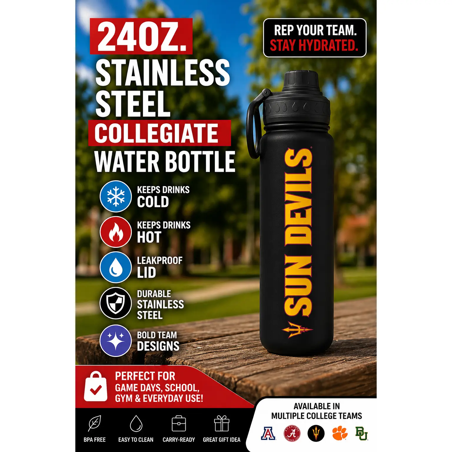 24oz. Stainless Steel Collegiate Water Bottle 24oz. Stainless Steel Collegiate Water Bottle