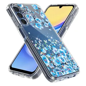 For Samsung Galaxy A36 Transparent Glitter Graphics Design Hybrid Armor Cover Case - Durable Phone Accessories