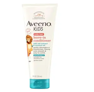 Aveeno Kids Coily Hair Leave-In Conditioner, Toddler Leave-In Conditioner for Sensitive Scalps Gently Detangles & Moisturizes Leaving Natural Curls & Coils Smooth, Hypoallergenic, 8 fl. oz