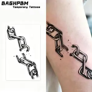 BAGHPBM 2-Pack Nontoxic Pre-Packaged Inspirational Breaking Free from Chains Temporary Tattoos for Men, Women – Arms, Ankles, Legs, Nontoxic Temporary Tattoos, Pre-Packaged Temporary Tattoos
