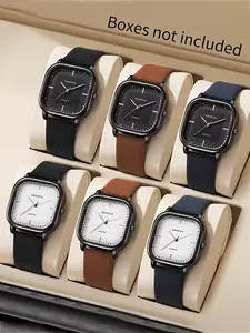 Men's and women's fashionable and simple square quartz watch, simple square dial with digital dial, without watch box included