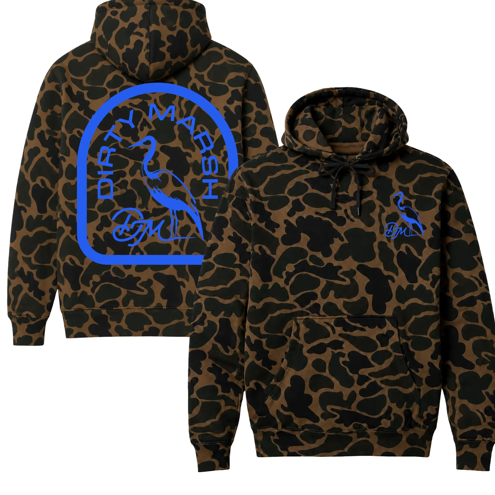 Old Row Outdoors Duck Camo Hoodie for Men,  Outdoor Lifestyle Hooded Sweatshirt Bottomland Hunting Pullover Sweatshirt