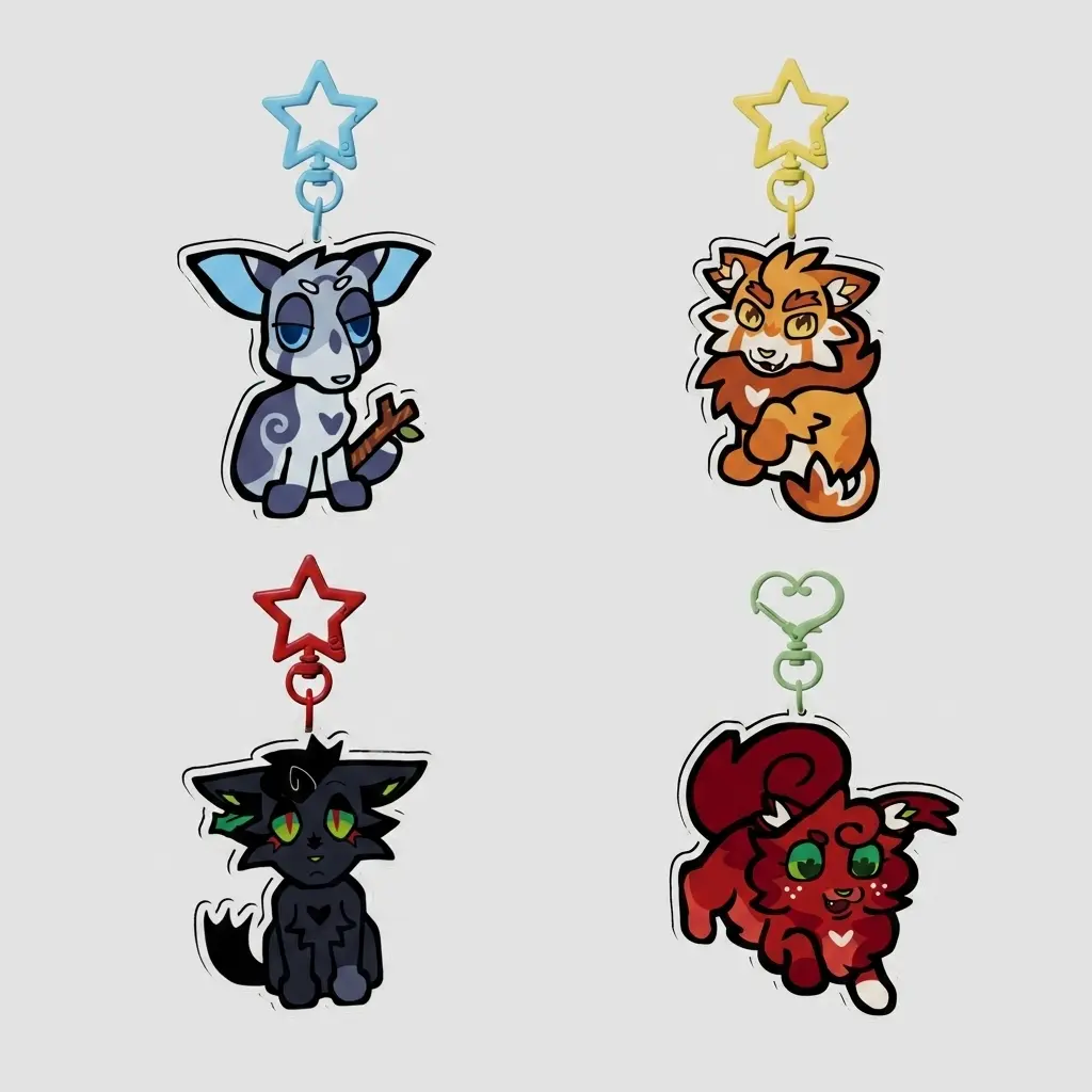 WARRIOR CATS Jayfeather, Hollyleaf, Lionblaze, Squirrelstar Keychain