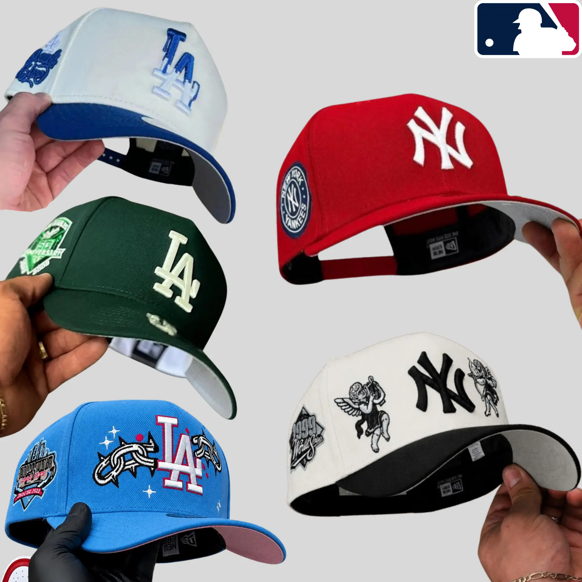 MLB New Era LA Dodgers x NY Yankees 9FIFTY 59FIFTY Snapback Hat – Premium Unisex Baseball Cap, Adjustable Fitted Style, Comfortable All-Day Wear, Classic Sportswear Fashion, Retro American Baseball Look, Urban Streetwear Essential, USA Trending