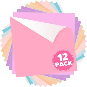 Pastel Vinyl Permanent - 12 Sheets Bundle 12"x12" Matte Boho Craft Vinyl Sheets Pastel Colors Adhesive Vinyl Craft Cutters DIY Projects for Cricut Silhouette Cameo