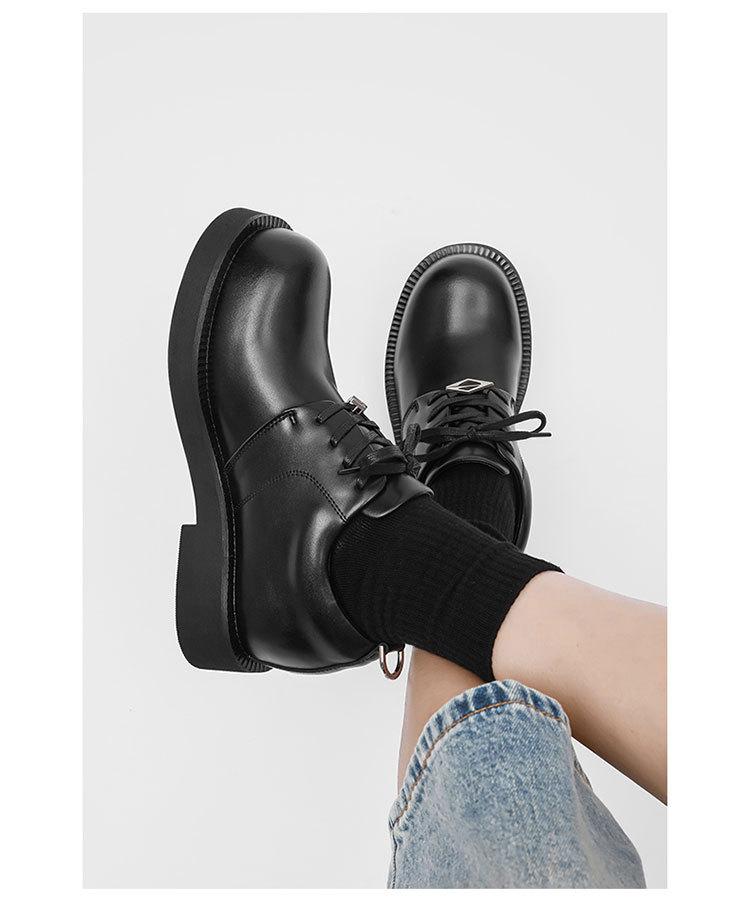 Retro low-top work shoes for men, casual leather shoes with hidden internal lift, new outdoor hiking thick-soled shoes, all-season retro functional casual shoes