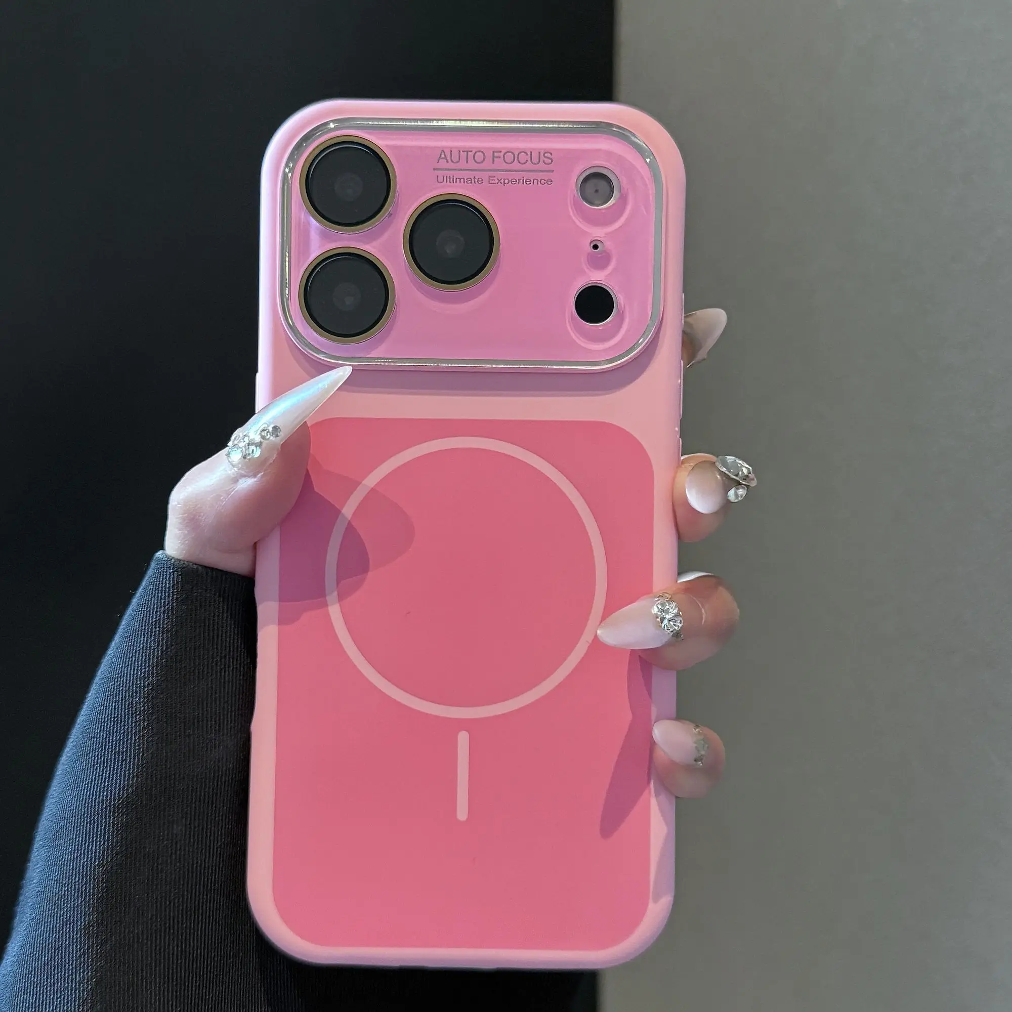 Minimalist Dual-Color Back Panel Liquid Silicone Smartphone Case with Camera Lens Protector, Large Viewing Window, Shockproof Magnetic Design, Anti-Drop Protection for Customized iPhone 17 Pro Max/17 Pro/17, 16 Pro Max - Cellphone Accessories