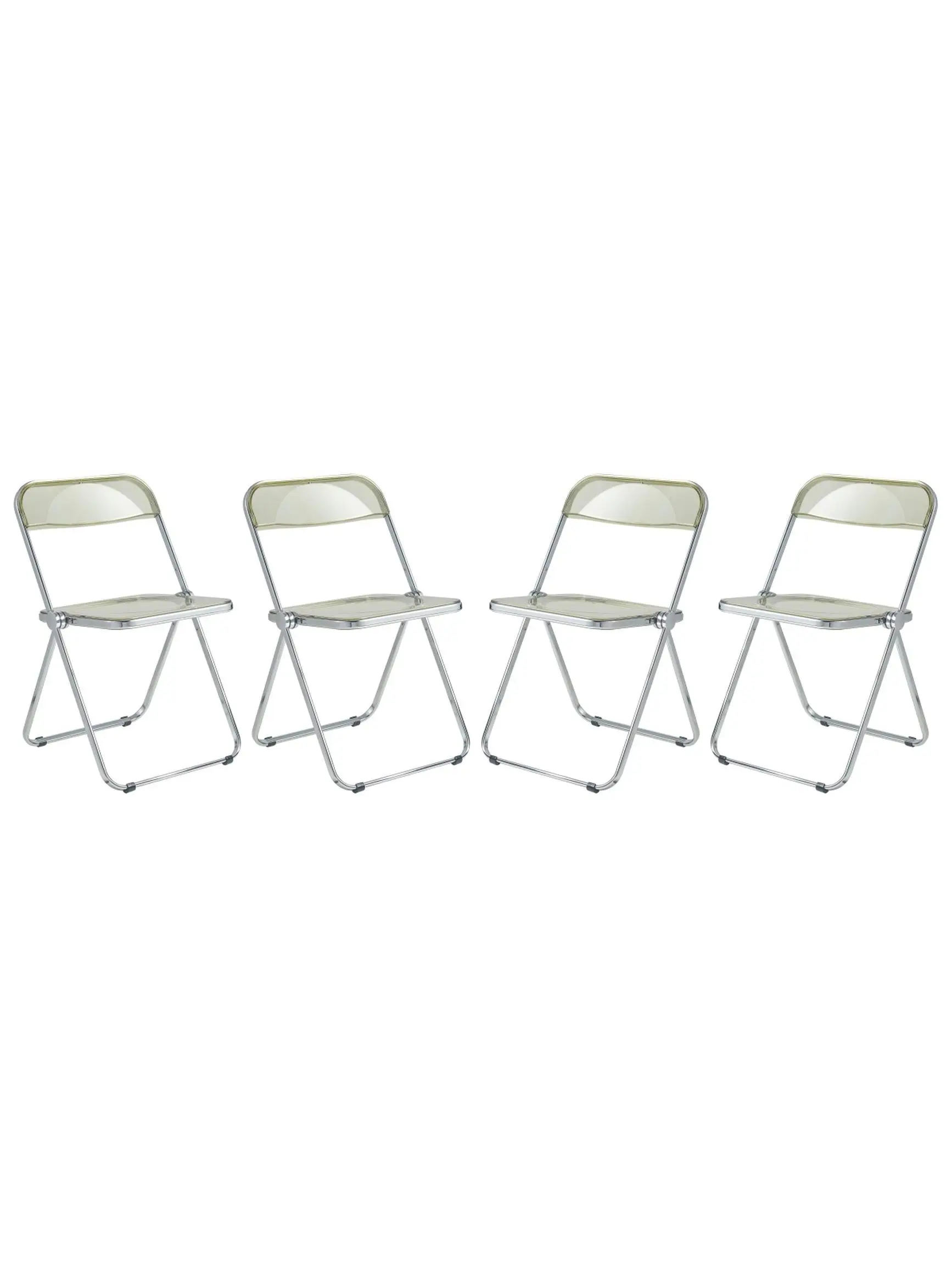 212 MAIN Lawrence Transparent Acrylic Folding Dining Chair - Sturdy Metal Frame, Amber, Set of 4, Lightweight Foldable Modern Minimalist Dining Indoor Furniture Chair, Lightweight Foldable Chair