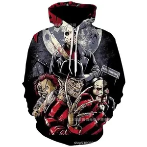 Halloween 3D Digital Printed Hooded Sweatshirt European American Trendy Autumn Wng Sleeve Round Neck Cinter Loompression Thermal orkout Top OversizedW Gym Shirts High Waisted Yoga Pants with Pocket Casual Fabric Cardigan Japanese Womenswear Original