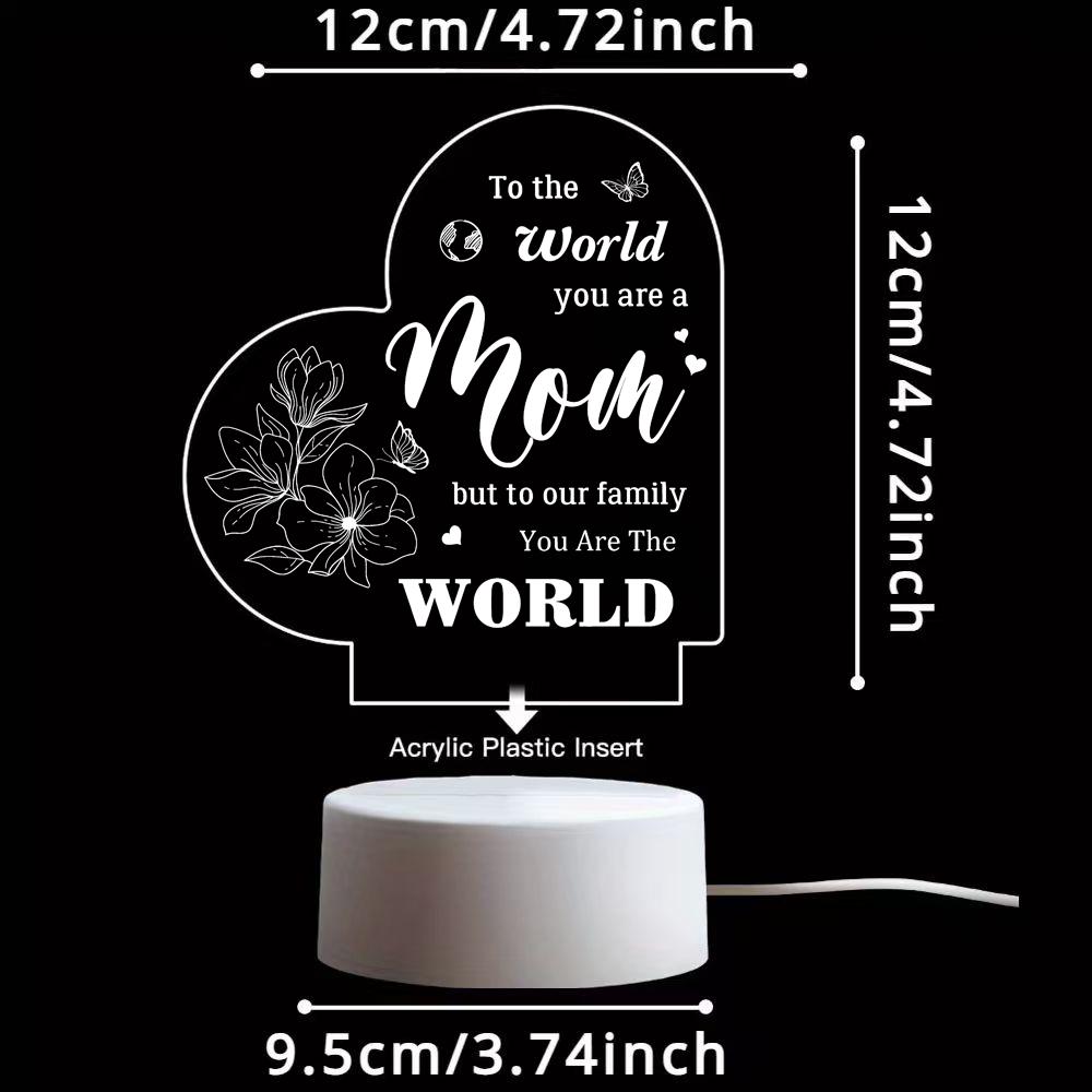 To The World You Are A Mom Heart 2D Acrylic LED Night Light, Warm White USB Bedside Lamp, Mother's Day Birthday Gift for Mom, Bedroom Home Decor To The World You Are A Mom Heart 2D Acrylic LED Night Light, Warm White USB Bedside Lamp, Mother's Day Birthday Gift for Mom, Bedroom Home Decor