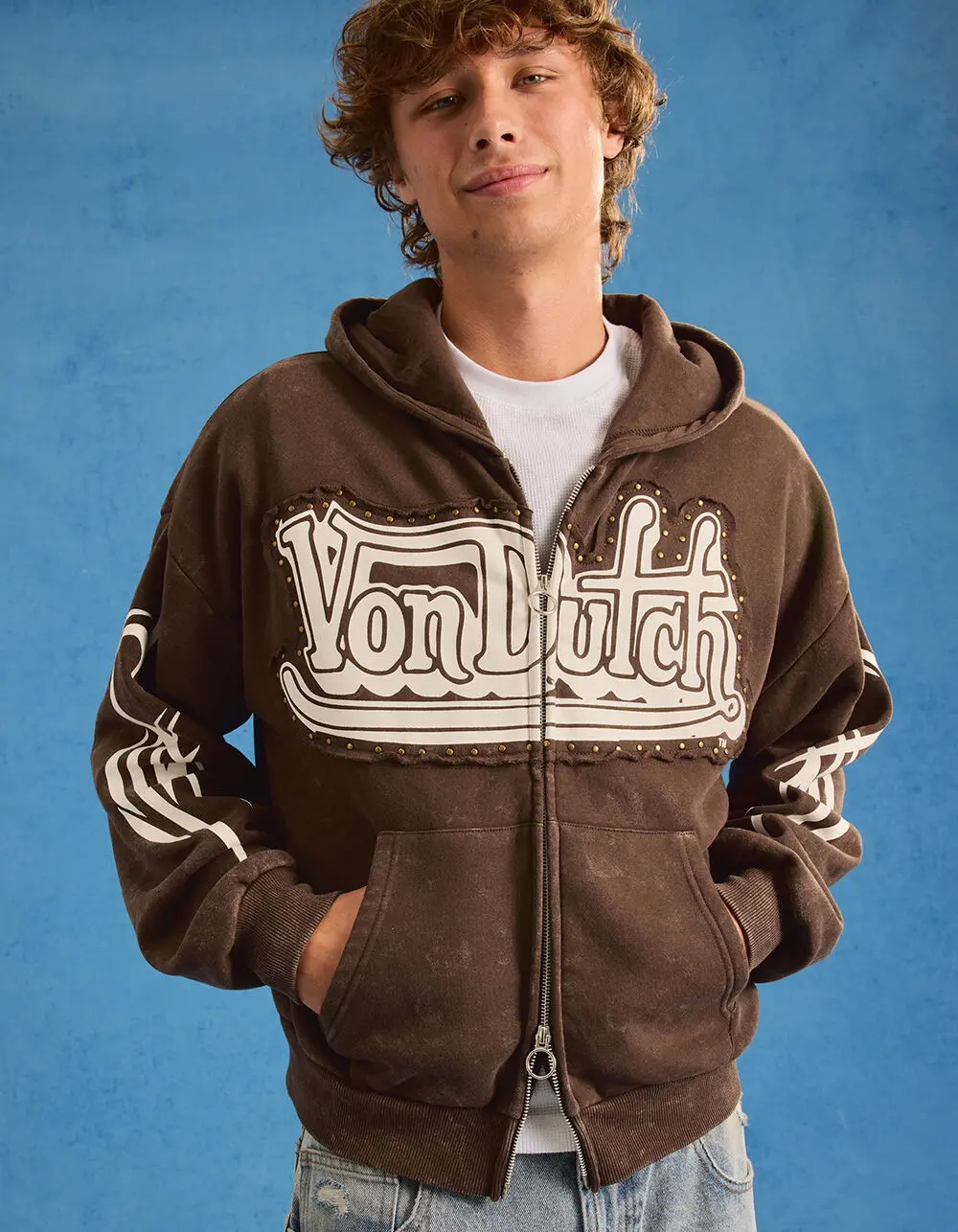 VON DUTCH Wings Mens Zip-Up Hoodie