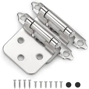 50 Pack (25 Pairs) Brushed Nickel Cabinet Hinges, 1/2" Overlay (Variable) Hinges for Kitchen Cabinets, Decorative Self Closing Cupboard Hinges Flush Mount with Door Bumper & Screws