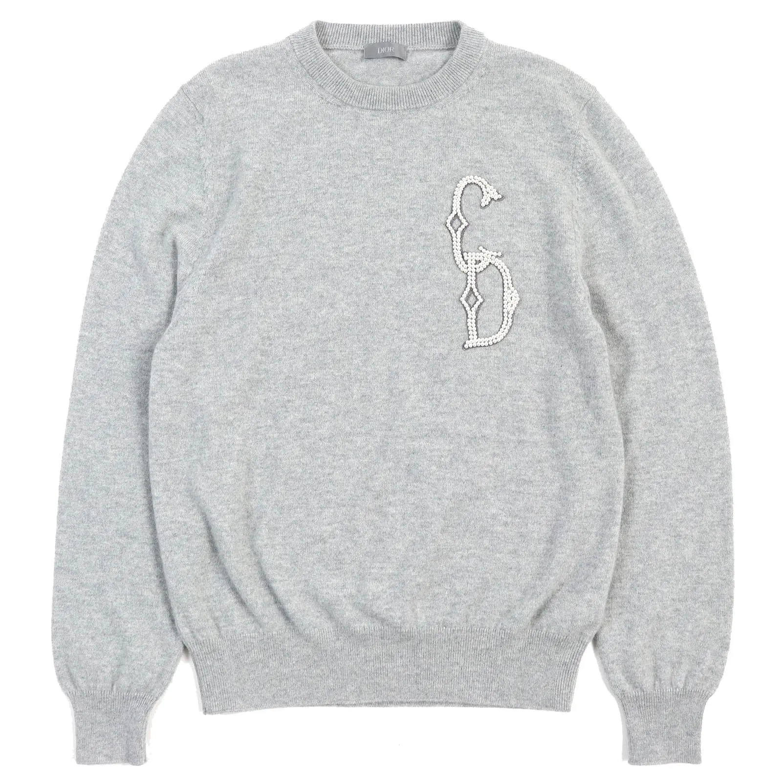 Pre-owned Dior Others Small Leather Goods Cashmere CD Interlace Knit Sweater Gray S