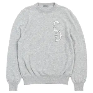 Pre-owned Dior Others Small Leather Goods Cashmere CD Interlace Knit Sweater Gray S