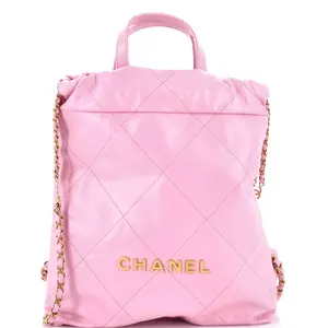 Pre-owned CHANEL Leather Backpacks 22 Chain Backpack Quilted Calfskin Medium by Rebag