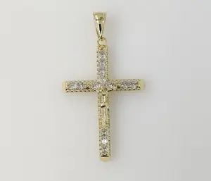 Plated Blinged Cross Pendant