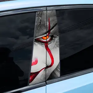 [2pcs Horror Monster Sticker] 2pcs Semi-Matte Horror Monster B-Pillar Car Sticker |   Durable Vinyl, Easy to Attach, No Glue Marks, Scratch Resistant And Waterproof, Self-Adhesive, Single Use, Suitable for Plastic, Glass And Metal Surfaces, Auto Parts