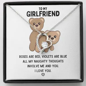 Forever Love Necklace with Message Card & Gift Box, Custom Message Card & Personalized Jewelry for girlfriend, Anniversary Gift