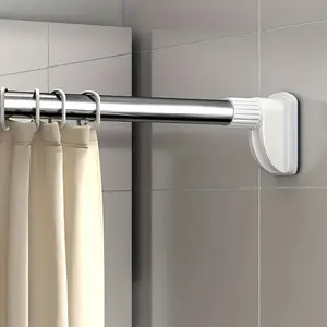 3 Different Sizes Multifunctional Telescopic Rod, No Drilling Required Simple Installation Strong and Non-Slip Shower Curtain Rod Suitable for Bathroom Living Room Bedroom Various Fits Scenes