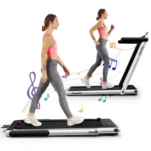 COSTWAY - 2 in 1 2.25HP Folding Treadmill with APP Speaker Remote Control-Silver