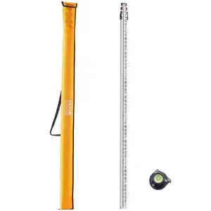 VEVOR Aluminum Grade Rod, 16-Feet/8ths 4 Sections Telescopic Measuring Rod, Double-Sided Scale 1/8in Leveling Rod Stick, Aluminum Alloy Survey Rod with Bubble Level Carrying Bag for Houses, Walls, Floors