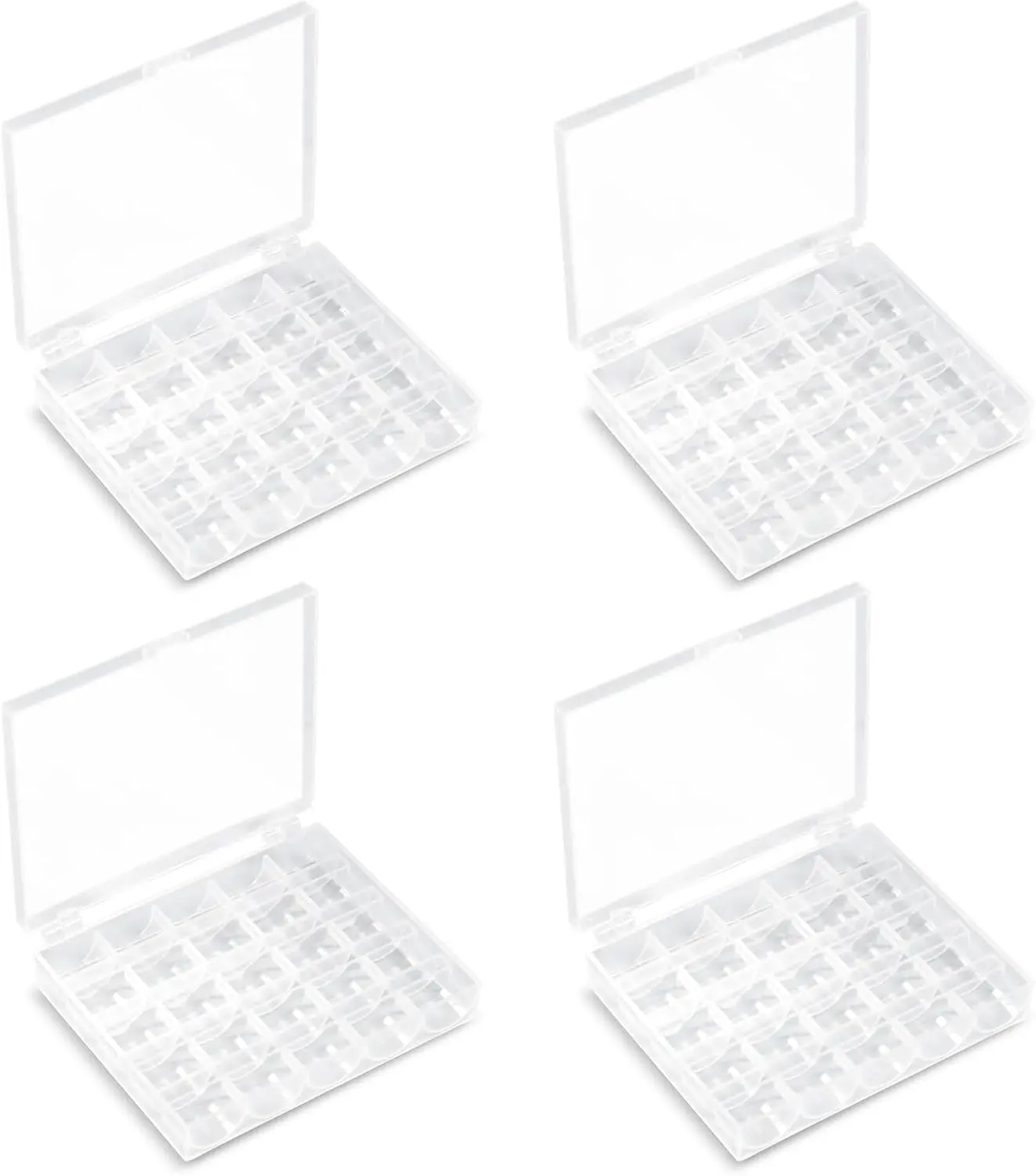 Opret 25 Slots Bobbin Organizer, Transparent Plastic Bobbin Case, Empty Spools Box for Sewing Supplies, 4 Pack, Compatible with Class 15 & SA156 Bobbins
