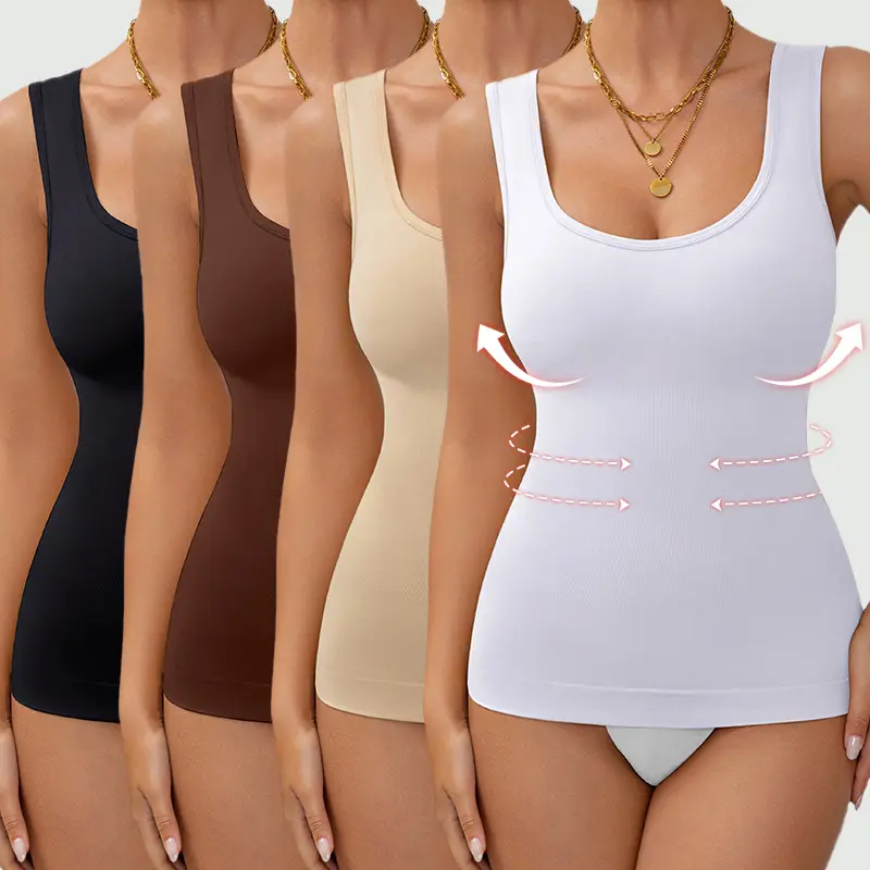 Women's Tops U-neck Camisole Shapewear Shapewear for Tummy Control High Elastic Texture Breathable and Anti-exposure Full Coverage Bra Daily Use