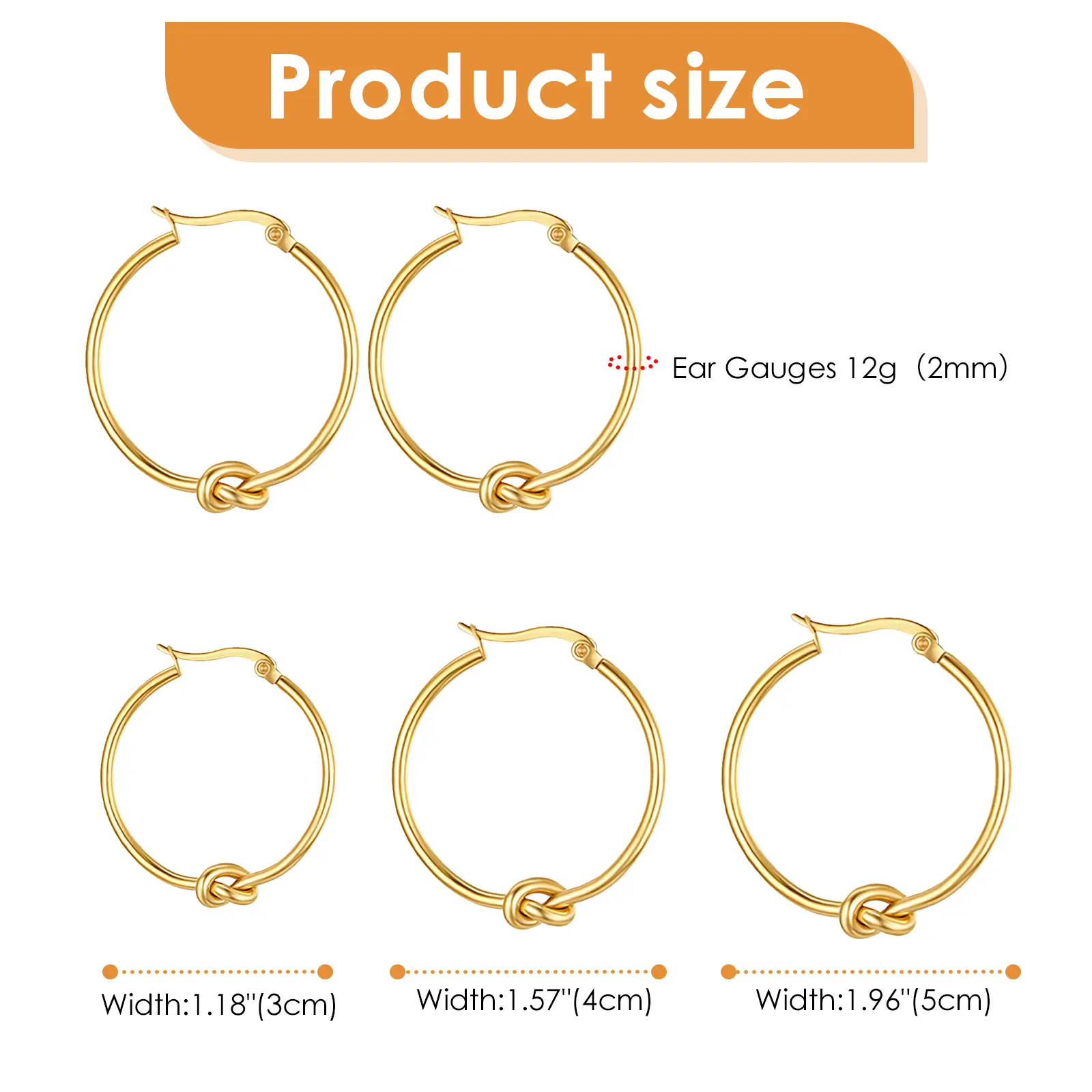 OIDEA Love Knot Hoop Earrings for Women, Polished Stainless Steel Hoops with a Classic Rounded Profile for Minimalist Daily Wear, Love Knot Earrings, Clean Knot Accent